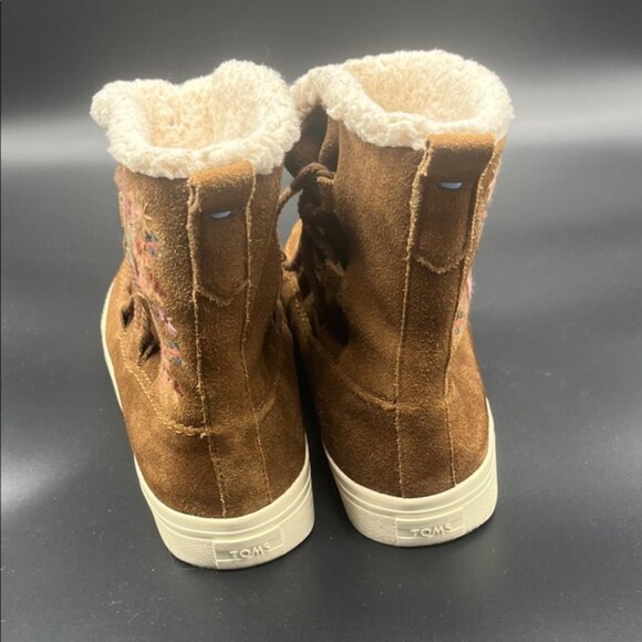 TOMS Alpine Floral Round Toe Winter Booties Womens Brown Casual Boots, 8.5 - Picture 5 of 6